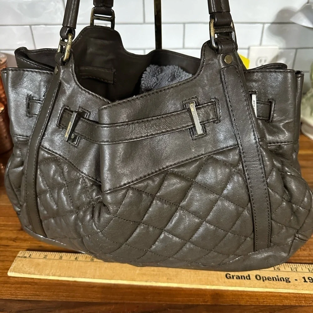 Burberry Quilted huge Leather Shoulder Bag in Dark Brown